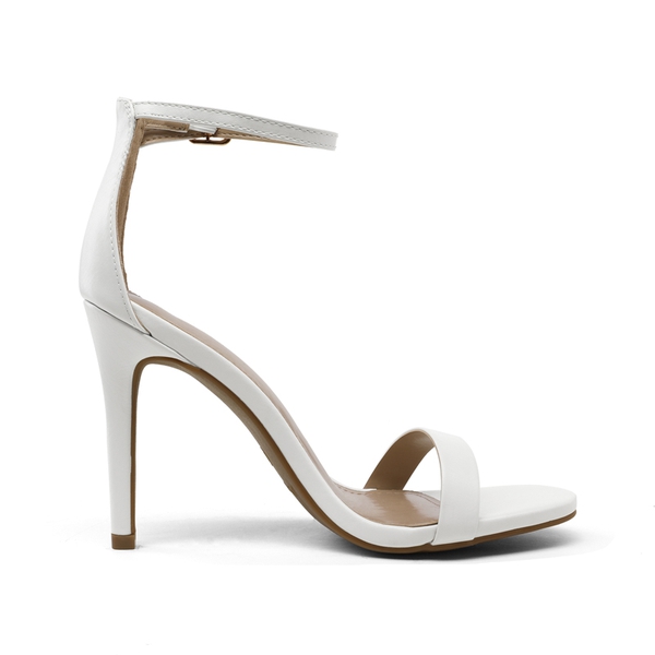 Ankle Strap High Heel Stiletto Sandals - WHITE PAT - 1
